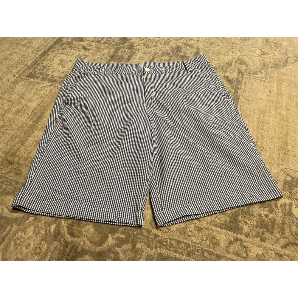 Puma Mens Size 40 Blue White‎ Check Flat Front Chino Golf Shorts